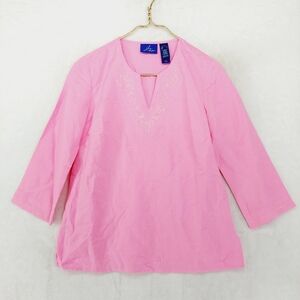 JH Collectibles Linen Pink Long Sleeve Tunic Blouse P3779